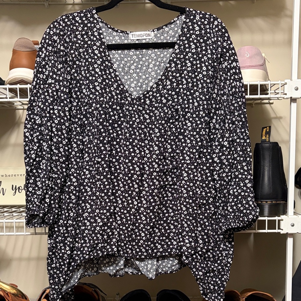 Black Floral Women's Top